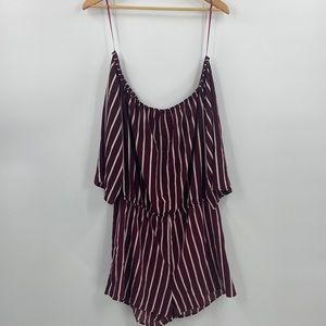 Ambience burgundy striped romper large